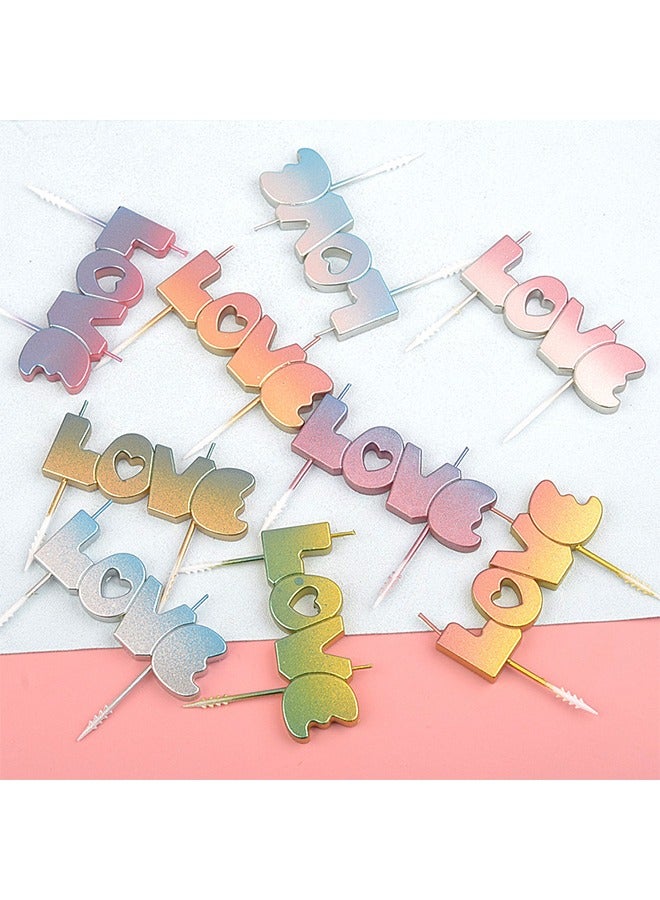 Beyond 2 Pcs LOVE Birthday Candles, Gold Powder Gradient Cake Candles, Cupcake Candles for Birthday Wedding & Lucky Party Cake Decorations (Blue+Pink) - Image 5