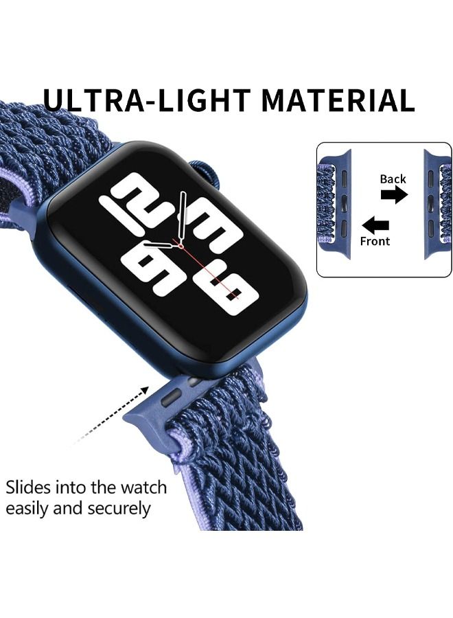 Compatible Apple Watch Bands 38mm 40mm 41mm, Double Loop Adjustable Ripple Pattern Soft Breathable Nylon Band, Suitable for Women & Men's Apple Watch SE Series 9 8 7 6 5 4 3 2 1 - Purple - Image 5