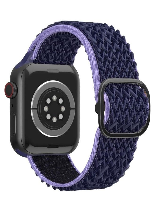 Compatible Apple Watch Bands 38mm 40mm 41mm, Double Loop Adjustable Ripple Pattern Soft Breathable Nylon Band, Suitable for Women & Men's Apple Watch SE Series 9 8 7 6 5 4 3 2 1 - Purple - Image 1