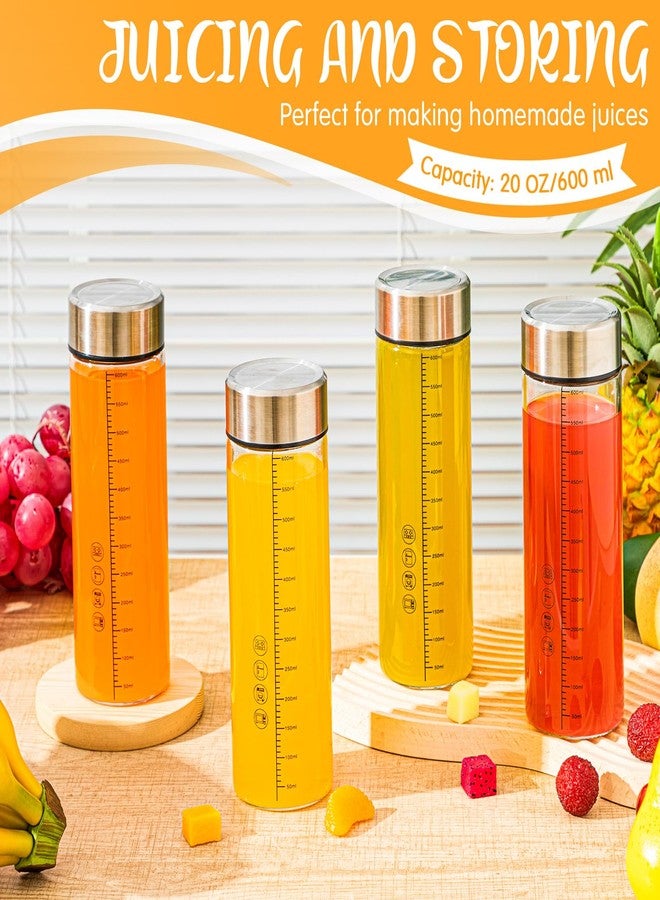 فيسيشي مجموعة فيسيسي من 4 زجاجات عصير زجاجية واسعة الفوهة سعة 20 أونصة، مزودة بأغطية ومقياس، مثالية للعصائر والمشروبات المخفوقة، وحليب البروتين، وتخزين المشروبات، قابلة لإعادة الاستخدام، مانعة للتسرب، مصنوعة من زجاج البوروسيليكات. - Image 4