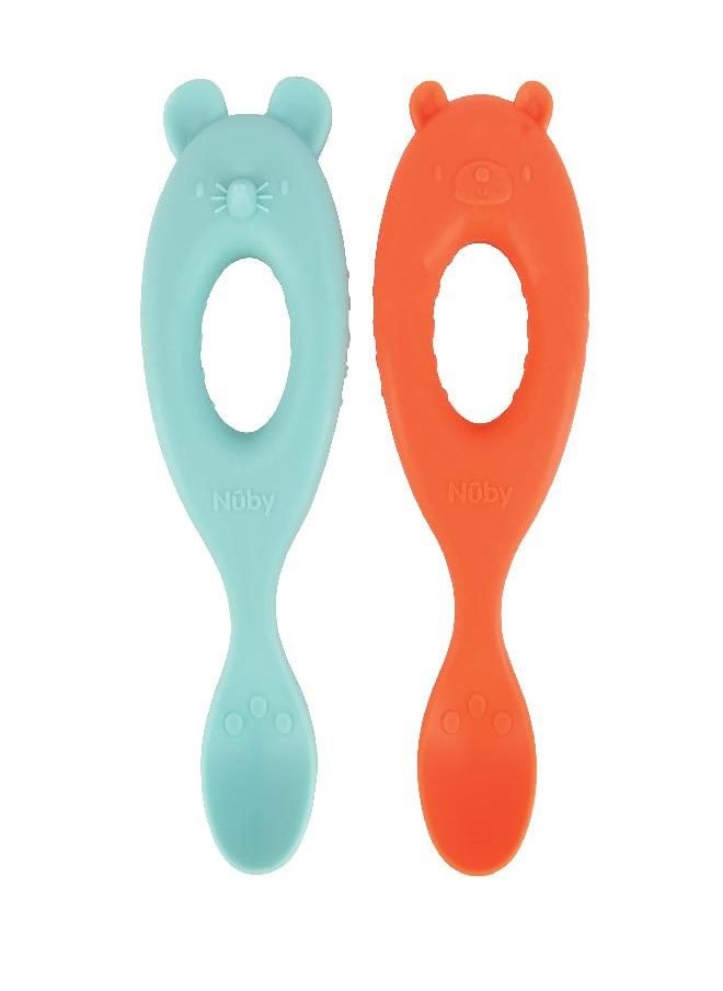 Nuby Nuby 2-Pack Silicone Easy Grip Animal Character Spoons - 6+ Months  - Image 3