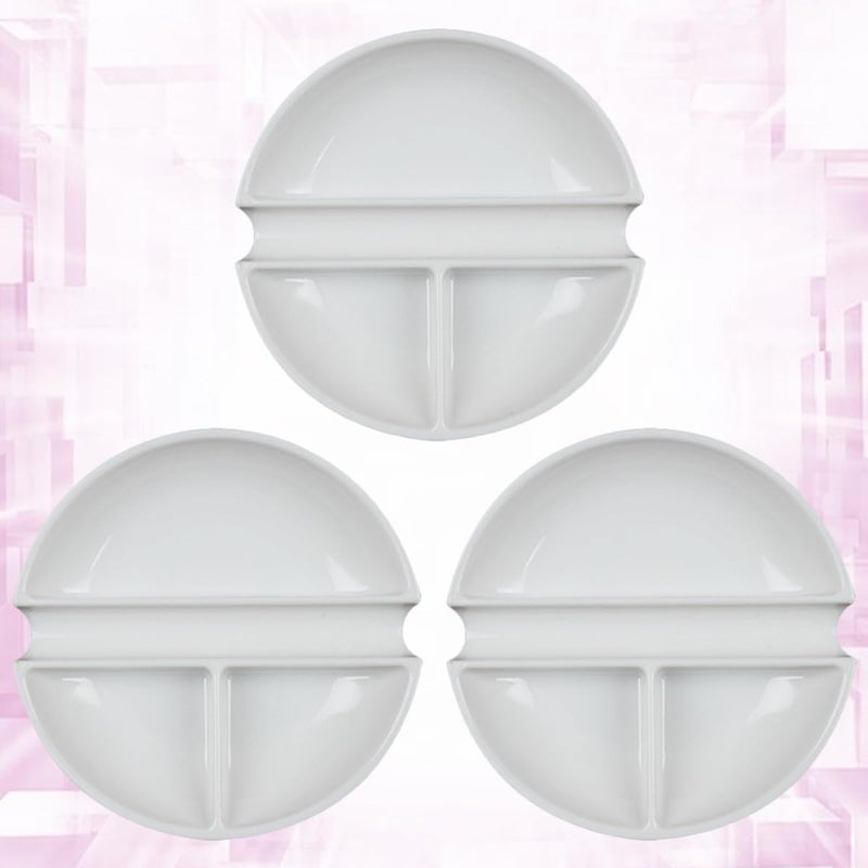 COHEALI 3pcs Imitation Porcelain Ink Palettes Multi-Purpose Round Paint Mixing Trays for Students and Adults Portable Calligraphy and Watercolor Paint Tray Set Porcelain White - Image 5