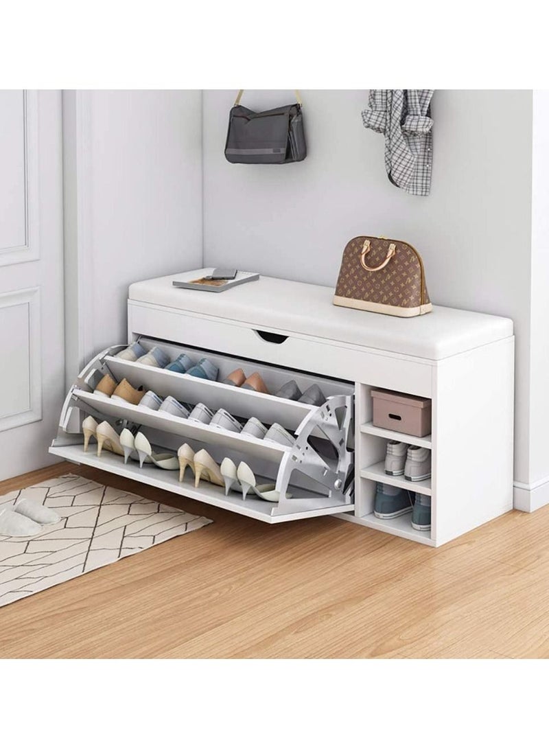 DubaiGallery Wooden Shoes Rack Bench with Shoe Changing Stool Foldable Seat Shoe Rack Cabinet Nonwoven Fabric Cover Closet Shoes Rack Organizer Multi Function Storage Organizer Shoes Rack