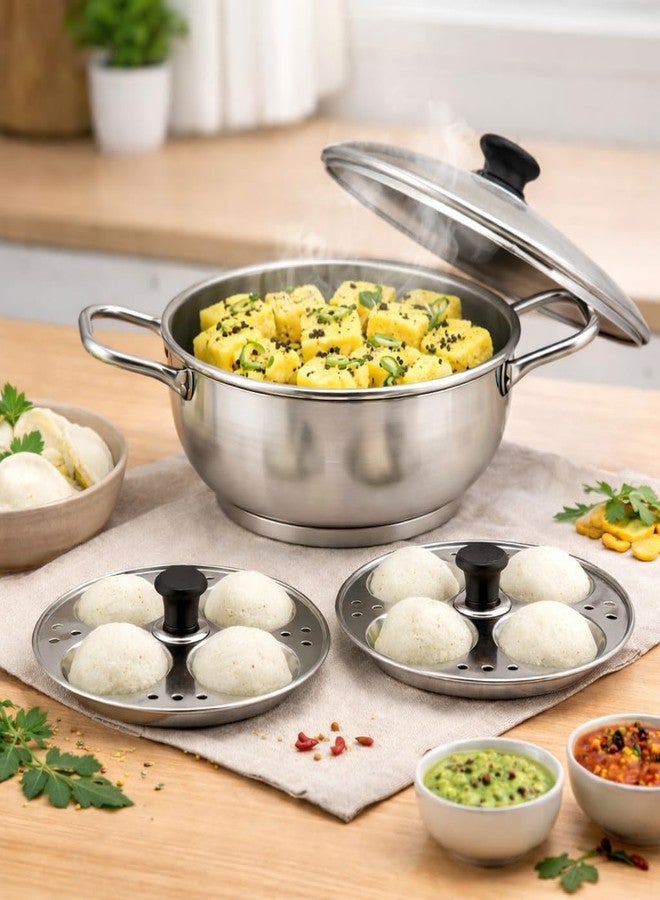 AadiVeer Royal Idli Maker Stainless Steel Idli Cooker | Idli Pot | idli Kadai | Dhokla Maker0 (2 Plates, 8 Idlies) - Image 3