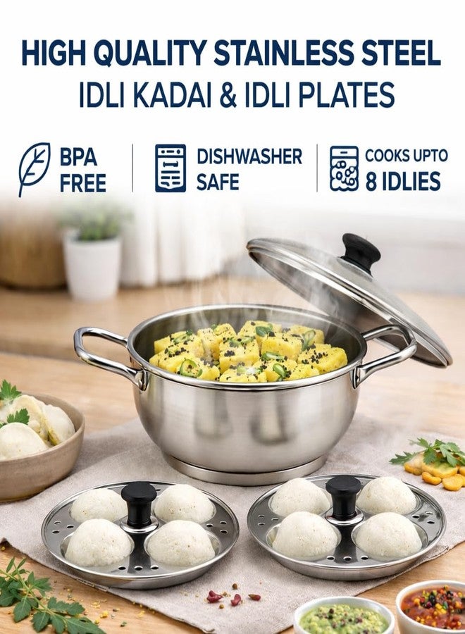 AadiVeer Royal Idli Maker Stainless Steel Idli Cooker | Idli Pot | idli Kadai | Dhokla Maker0 (2 Plates, 8 Idlies) - Image 4