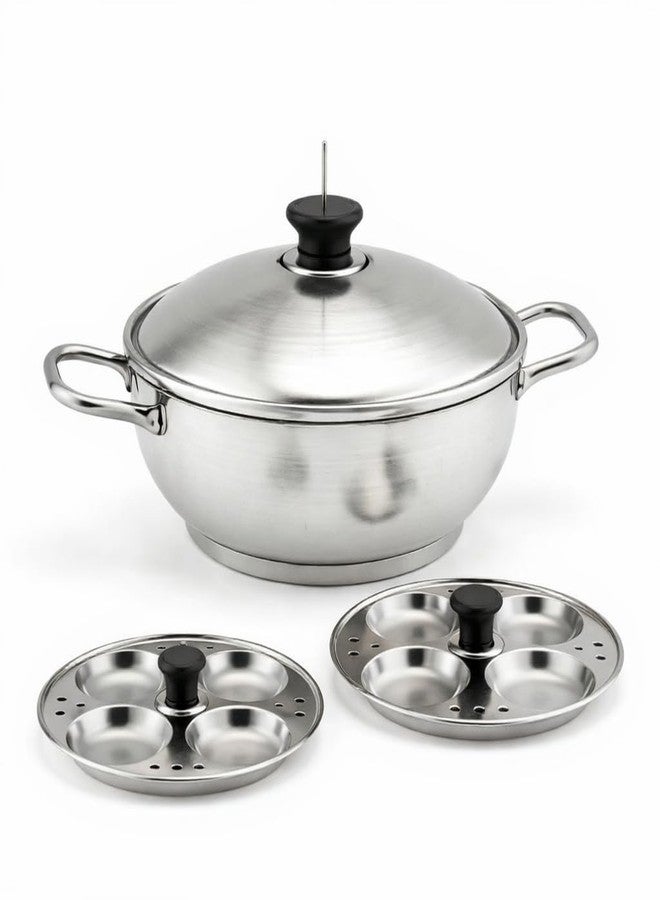 AadiVeer Royal Idli Maker Stainless Steel Idli Cooker | Idli Pot | idli Kadai | Dhokla Maker0 (2 Plates, 8 Idlies) - Image 1