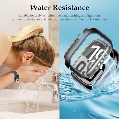 Vigamen Waterproof Stainless Steel Milanese Band with Case Compatible with Apple Watch Bands for Women Men 46mm,Magnetic Metal Wrist Straps for iWatch Series 10 11,Breathable,Adjustable,Black - Image 3