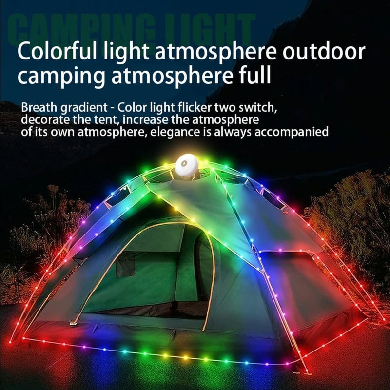 جليفار أضواء تخييم USB - أضواء خيطية مقاومة للماء - إضاءة LED متينة للبقاء على قيد الحياة، قابلة لإعادة الشحن ومتغيرة اللون، إضاءة يتم التحكم فيها عن طريق التطبيق للخيمة والطوارئ والمشي لمسافات طويلة والسفر - Image 1