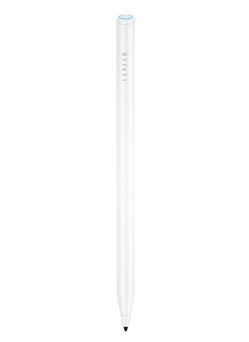 LEVELO - SkyInk 2 in 1 Stylus Pen and Ballpoint Pen For iPad and Writing Magnetic Adsorption Automatic Angle Sensitive Universal ballpoint Refill and Replaceable Palm Rejection Type-C Port For Charing - White - Image 1