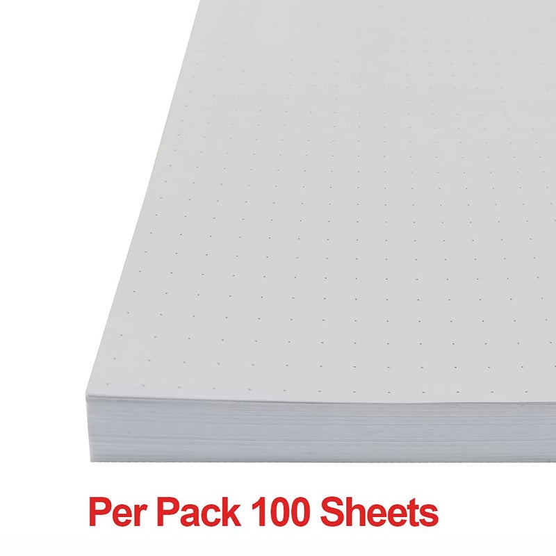 Getvow A4 Unpunched Refill Paper, Loose Leaf Filler Paper for Ring BinderDisc Notebook Planner Inserts, 100gsm Dot Grid White Paper, 100Sheets200Pages, 8.5 x 11 - Image 4