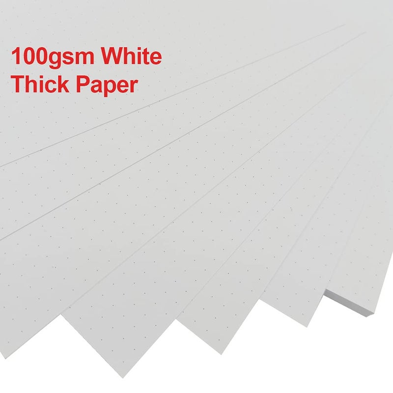 Getvow A4 Unpunched Refill Paper, Loose Leaf Filler Paper for Ring BinderDisc Notebook Planner Inserts, 100gsm Dot Grid White Paper, 100Sheets200Pages, 8.5 x 11 - Image 3