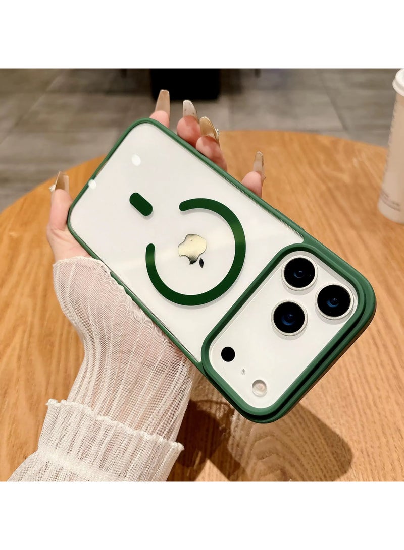 Denx Magnetic Case for iPhone 17 Pro Case, Compatible with MagSafe, Plating Luxury Cover, Clear Soft TPU Shockproof Protective Phone Case, (Dark Green).