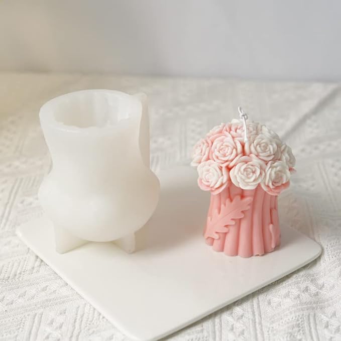 RKPM HOMES RKPM HOMES Flower Bouquet Candle Mold I 3D Basket Pillar Silicone Epoxy Mould I Special for Valentines Day I for DIY Handmade Ornament Aromatherapy Home Party Cake Dcor Soap Resin Art Craft Making - Image 3