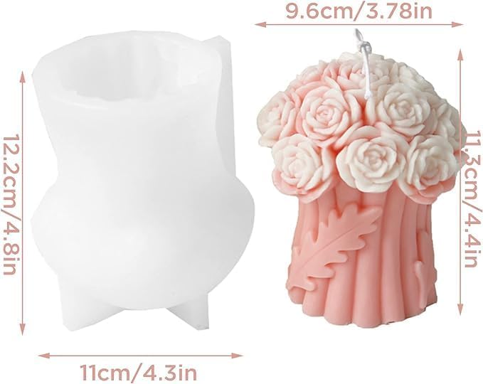 RKPM HOMES RKPM HOMES Flower Bouquet Candle Mold I 3D Basket Pillar Silicone Epoxy Mould I Special for Valentines Day I for DIY Handmade Ornament Aromatherapy Home Party Cake Dcor Soap Resin Art Craft Making - Image 2