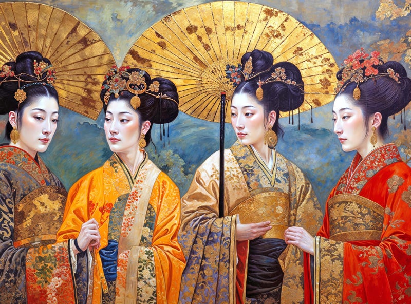 Cross & Glory - Silk and Splendor: an Imperial Puzzle Panorama - 1000 Piece Jigsaw Puzzle for Adults | Tang Dynasty Art | Textured Oil and Watercolor Mix - Image 1