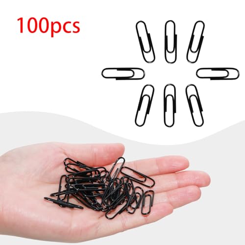 Pocoxll 100 Pcs Black Paper Clips, 1.1inch Vinyl Coated Paperclips for Office, School, DIY, Bookmarks and Document Organization（Black） - Image 3