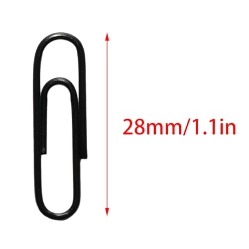 Pocoxll 100 Pcs Black Paper Clips, 1.1inch Vinyl Coated Paperclips for Office, School, DIY, Bookmarks and Document Organization（Black） - Image 2