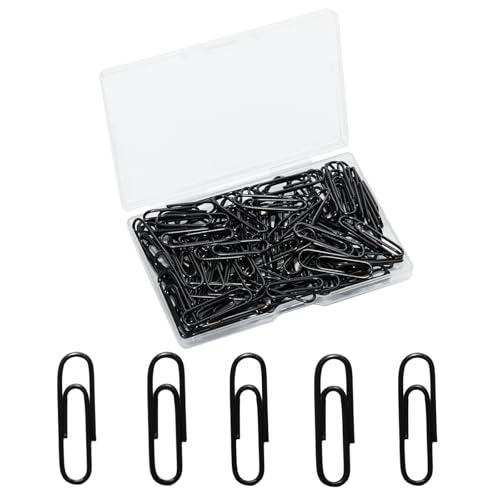 Pocoxll 100 Pcs Black Paper Clips, 1.1inch Vinyl Coated Paperclips for Office, School, DIY, Bookmarks and Document Organization（Black） - Image 1