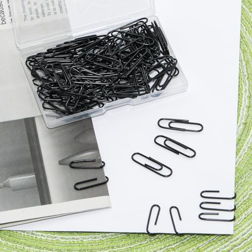 Pocoxll 100 Pcs Black Paper Clips, 1.1inch Vinyl Coated Paperclips for Office, School, DIY, Bookmarks and Document Organization（Black） - Image 5