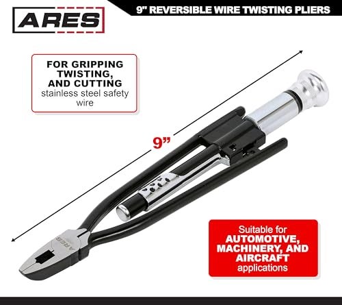 ARES 100039Inch Reversible Wire Twister Pliers Auto Spring Loaded Return Durable Untwist Tool Grips Twists and Cuts Stainless Steel Safety Wire on Vehicles Machinery and Aircraft - Image 3