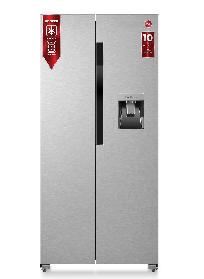 Hoover Side By Side Refrigerator, Inverter, No Frost, Water Dispenser, Touch Control Display, Inox/Black, 410L Net (532L Gross) – HSB-K532-WS HSB-K532-WS Inox