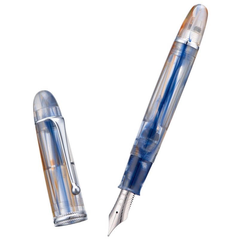 Asvine V800 Fountain Pen â€“ Vacuum Filling System with Large Ink Capacity â€“ Smooth Number 8 Extra Fine Nib with Gift Case and Wrench â€“ Blue Brown - Image 5