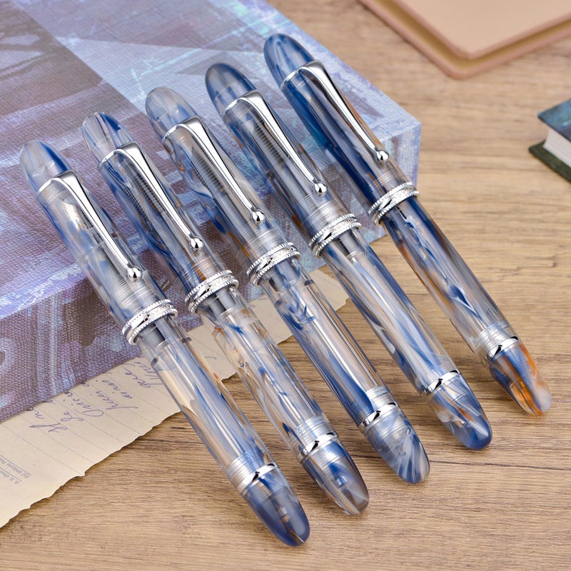 Asvine V800 Fountain Pen â€“ Vacuum Filling System with Large Ink Capacity â€“ Smooth Number 8 Extra Fine Nib with Gift Case and Wrench â€“ Blue Brown - Image 4