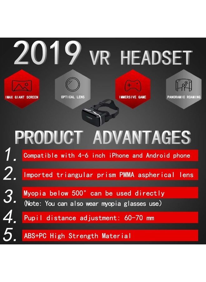 VR SHINECON VR Headset with Remote Controller,3D Glasses Virtual Reality Headset for VR Games & 3D Movies, VR Headset for iPhone & Android Phone,VR Glasses Suitable for Kids and Adults - Image 3