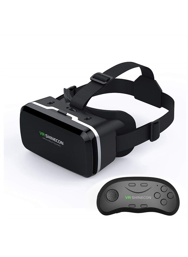 VR SHINECON VR Headset with Remote Controller,3D Glasses Virtual Reality Headset for VR Games & 3D Movies, VR Headset for iPhone & Android Phone,VR Glasses Suitable for Kids and Adults - Image 1