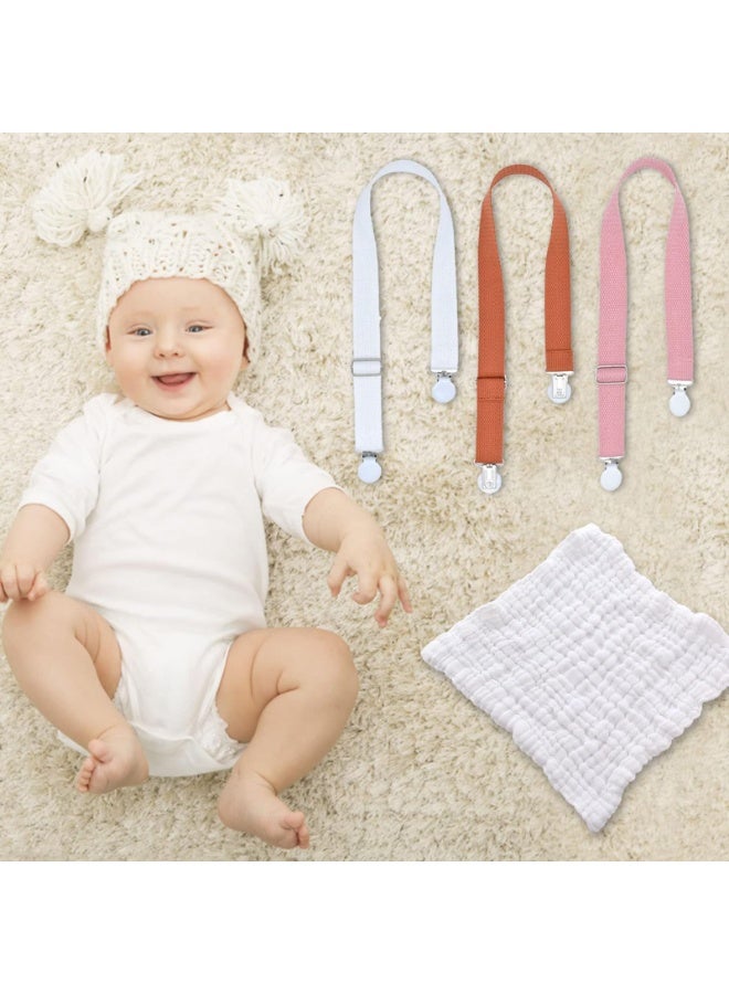 Multipurpose Baby Clips, Adjustable Cotton Braid Strap with Metal Clips, 30-55cm, Orange/White/Pink, 3 Pack - Image 3