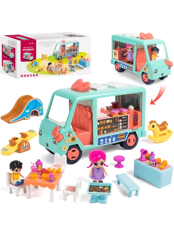TOY GARDEN Mini Camper Toy RV for Girls – Inertia Camping Van Playset with Dolls & Accessories | Dream House Dining Car for Kids 3-7+ Years  - Image 1