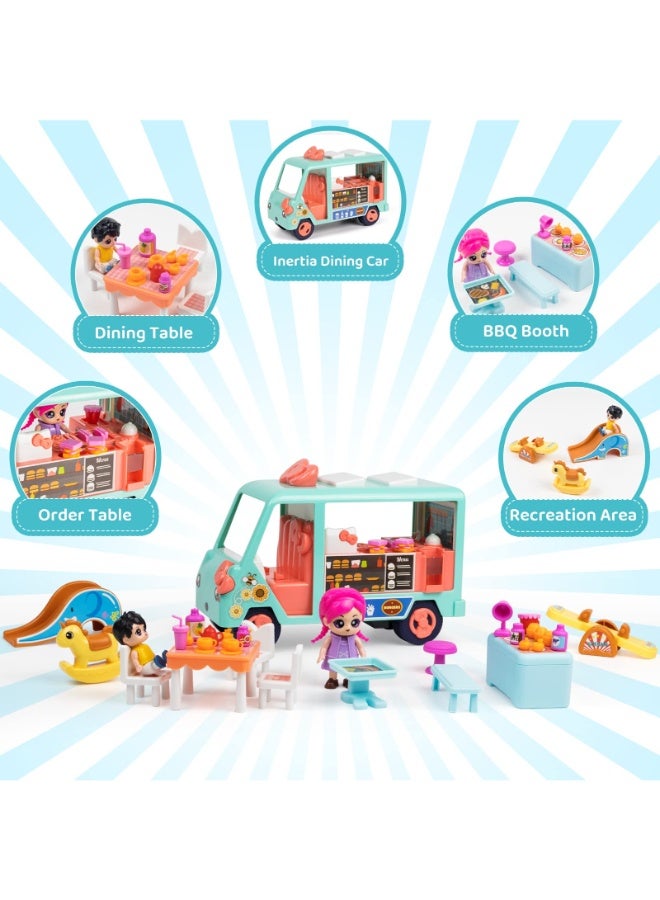 TOY GARDEN Mini Camper Toy RV for Girls – Inertia Camping Van Playset with Dolls & Accessories | Dream House Dining Car for Kids 3-7+ Years  - Image 2