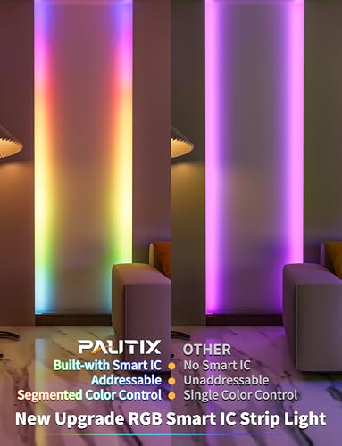 PAUTIX RGB Smart IC COB LED Strip Light USB 5V 6.56ft/2m,Work with Alexa/Google Assistant,Color Chasing UL-Listed Multicolor Flexible Tape LED Strip Light,for Cabinet,TV,Bedroom,Party DIY Decoration - Image 3
