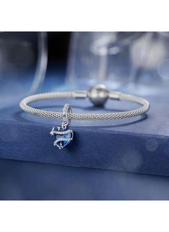 erorex 925 Sterling Silver Pendant Beads Fit For Pandora Charm Bracelets Girls Jewelry Beads Women Gift Bracelets And Necklaces Dream Magic Love Blue Heart Charms With Butterfly Blue Heart  - Image 3