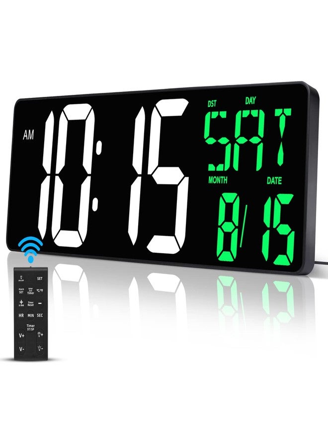 Xflyee 17 Inch Large Digital Wall Clock with Remote Control, Automatic Brightness Dimmer Digital Wall Clock Large Display with Day/Date/Temperature, Snooze, Count Up & Down Timer for Living Room, Office, Gym - Image 1