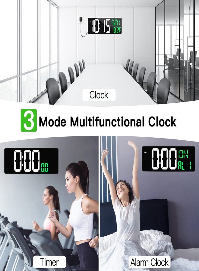Xflyee 17 Inch Large Digital Wall Clock with Remote Control, Automatic Brightness Dimmer Digital Wall Clock Large Display with Day/Date/Temperature, Snooze, Count Up & Down Timer for Living Room, Office, Gym - Image 4