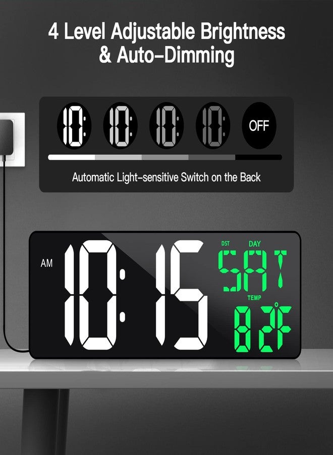 Xflyee 17 Inch Large Digital Wall Clock with Remote Control, Automatic Brightness Dimmer Digital Wall Clock Large Display with Day/Date/Temperature, Snooze, Count Up & Down Timer for Living Room, Office, Gym - Image 3