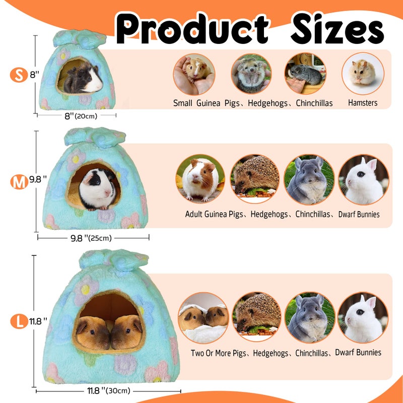 GINIDEAR Guinea Pig Bed, Guinea Pig Warm Hideout House Accessories Cozy Bed for Small Animals Hamsters Chinchillas Dwarf Bunnies Hedgehogs. M, Green Flower - Image 3
