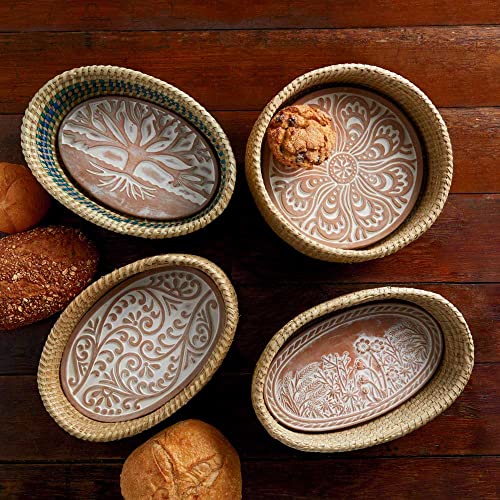 Better World Bio Bread Basket with Terracotta Warmer, Bread Basket for Serving, Sized 12.5" w x 8.5" d x 3.5" h, Nature Inspired Tree of Life Design - Image 3