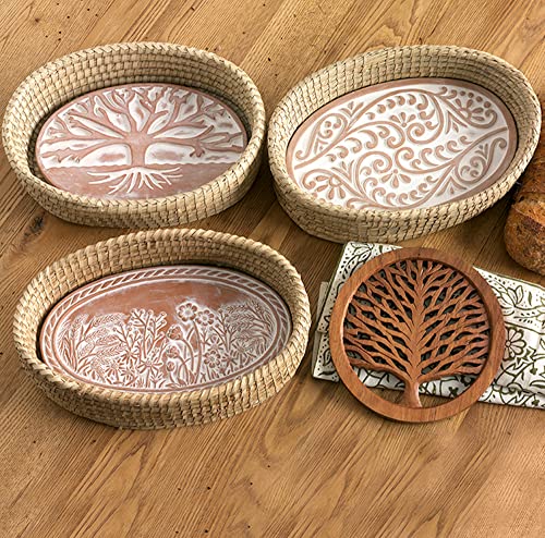 Better World Bio Bread Basket with Terracotta Warmer, Bread Basket for Serving, Sized 12.5" w x 8.5" d x 3.5" h, Nature Inspired Tree of Life Design - Image 4