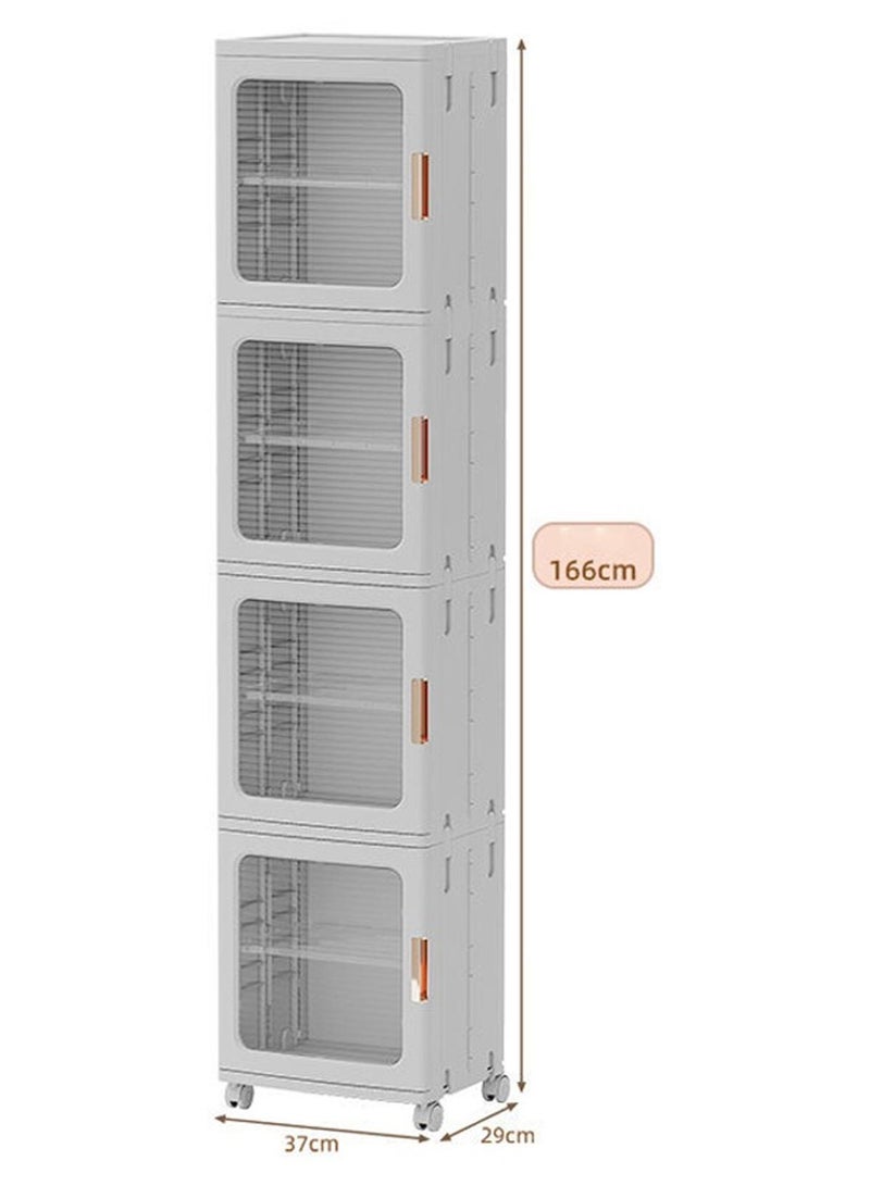 keke 4 Layers Clear Folding Storage Boxes with Wheels - Image 1