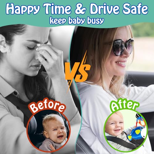 Innofans Baby Car Seat Ocean Animals Toys Kick and Play Double Sided Infant Car Seat Toys with Plush Toys Mirror Teether for Baby Travel Activities Christmas Birthday Gifts Newborn Infant Toy - Image 5
