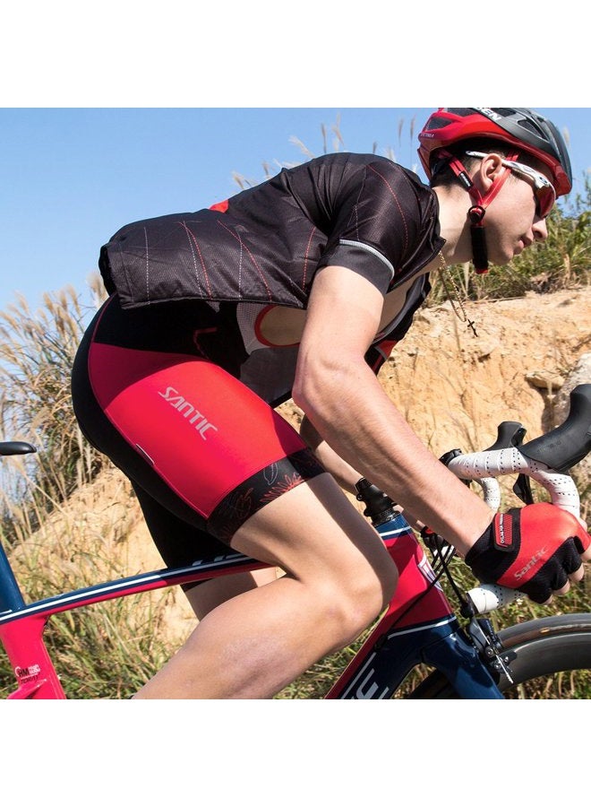 Santic Cycling Bib Shorts Men Pro Gel Padded Bike Pants with Color-Blocking - Image 4