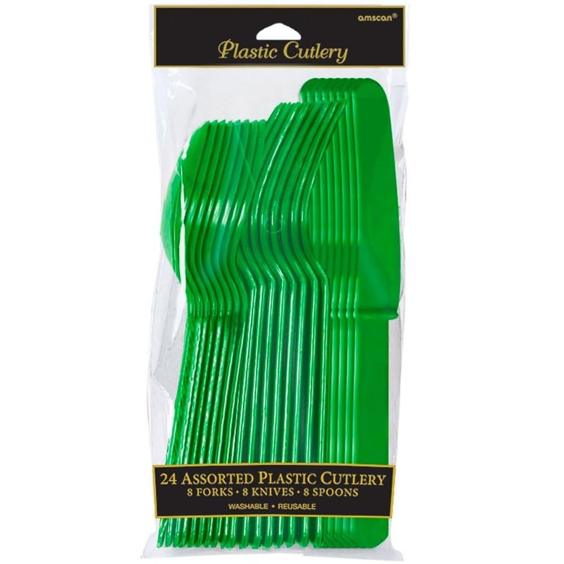 Amscan ASST PL CUTLERY - FESTIVE GRN (12/96) - Image 2
