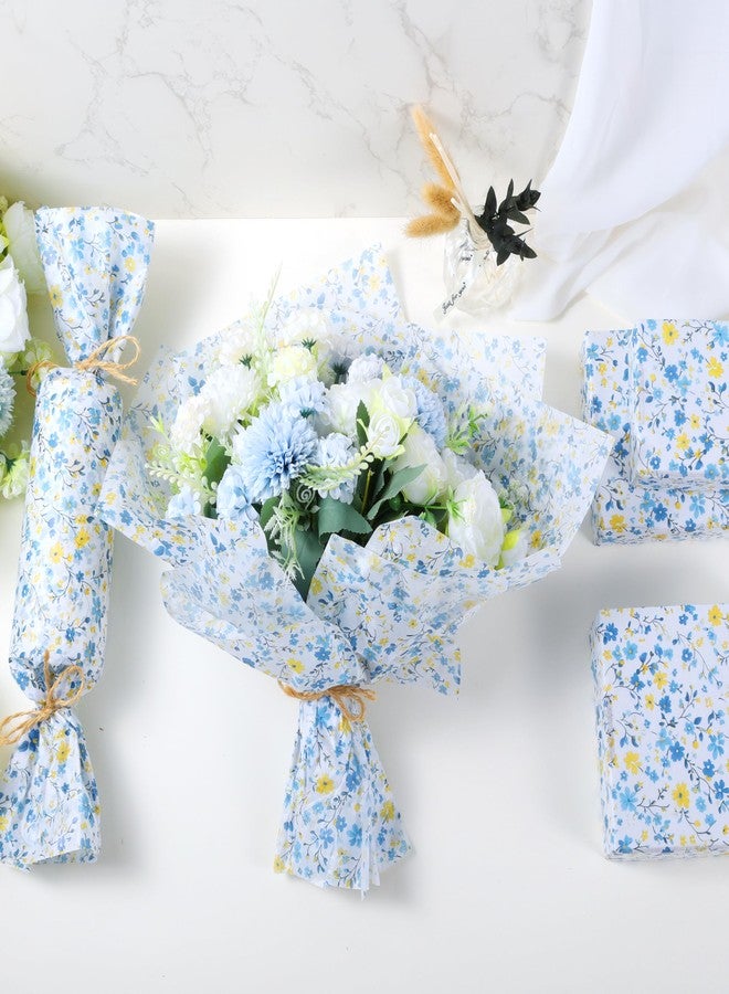 Fabllewavi 60 Sheets Spring Wildflower Tissue Paper, Coquette Elegant Blue Floral Patterns Wrapping Paper for Spring DIY Crafts Birthday Wedding Party Gift Wrap Supplies, 13.8 x 19.7 Inch - Image 4