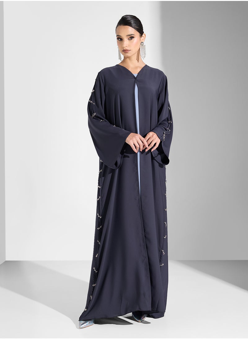 hayas closet V-Neck Abaya with Sleeve detail  - Image 5