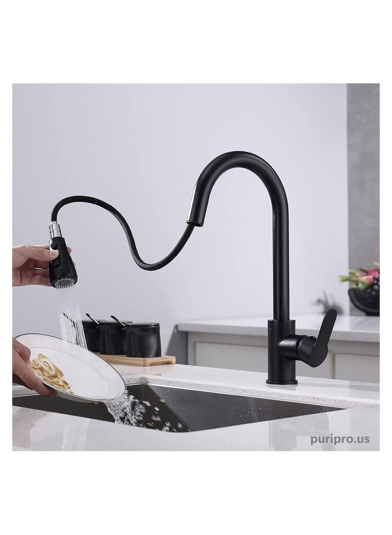 PuriPro Kitchen Faucet Tap, Puri Pro Kitchen Pull Out Tap Faucet, Kitchen Sink Hot And Cold Water Faucet, Two-Way Sprayer, Single Handle Faucet, 360 Degree Rotating - Image 2