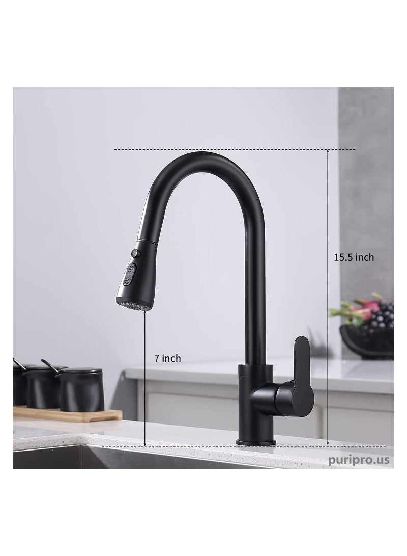 PuriPro Kitchen Faucet Tap, Puri Pro Kitchen Pull Out Tap Faucet, Kitchen Sink Hot And Cold Water Faucet, Two-Way Sprayer, Single Handle Faucet, 360 Degree Rotating - Image 4