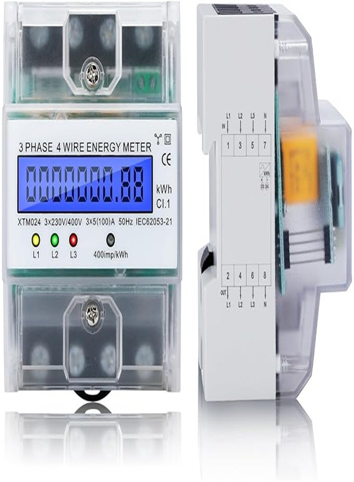 Three phase electricity meter, 4 wire digital electricity meter, LCD electricity meter 220/380V 5-100A, digital electricity meter for power measurement system  - Image 1