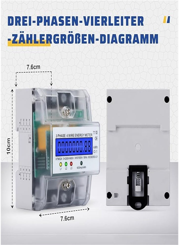 Three phase electricity meter, 4 wire digital electricity meter, LCD electricity meter 220/380V 5-100A, digital electricity meter for power measurement system  - Image 2